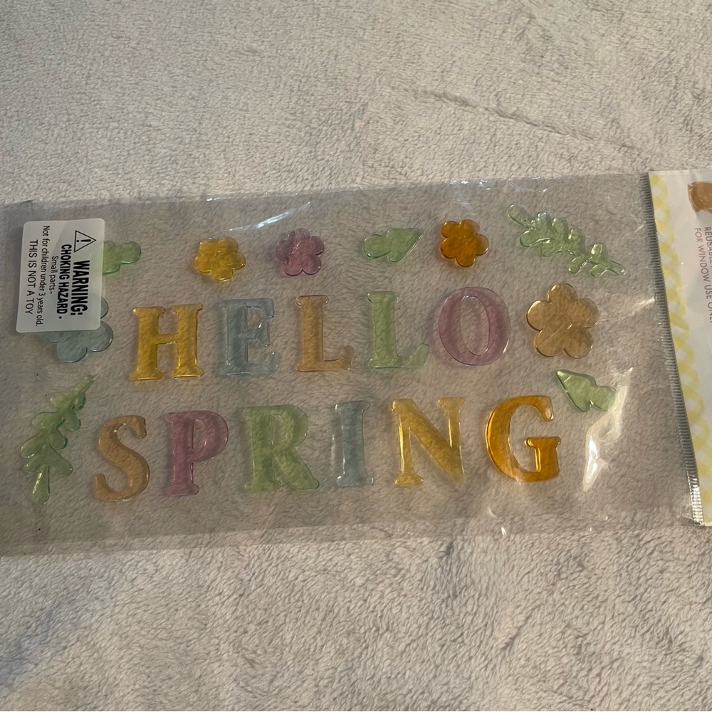 Window Gel Clings Reusable and Washable Hello Spring  Floral for Windows Only